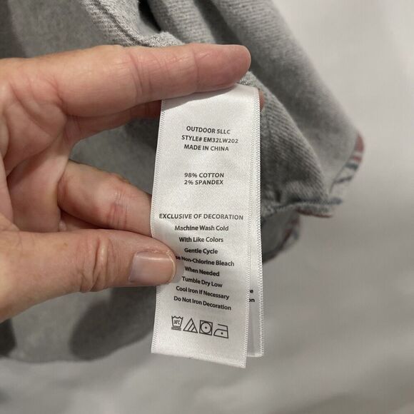 Eddie Bauer Flannel Shirt Men XL Aztec Gray Southwestern Button Down Grey Pocket - Picture 6 of 13